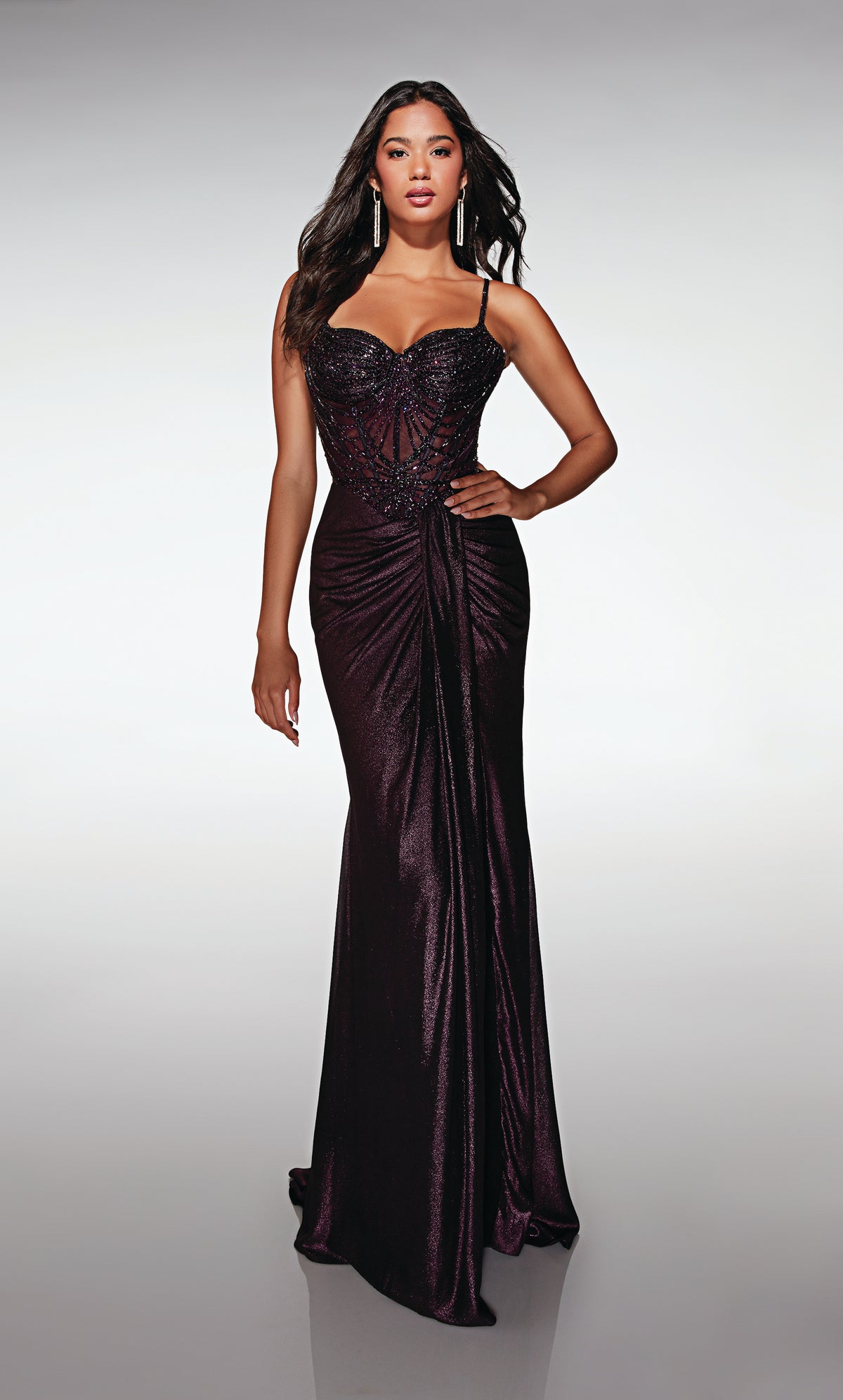 ALYCE Paris 62143 Alyce Long Cat-eye Neckline Sexy Straight Dress