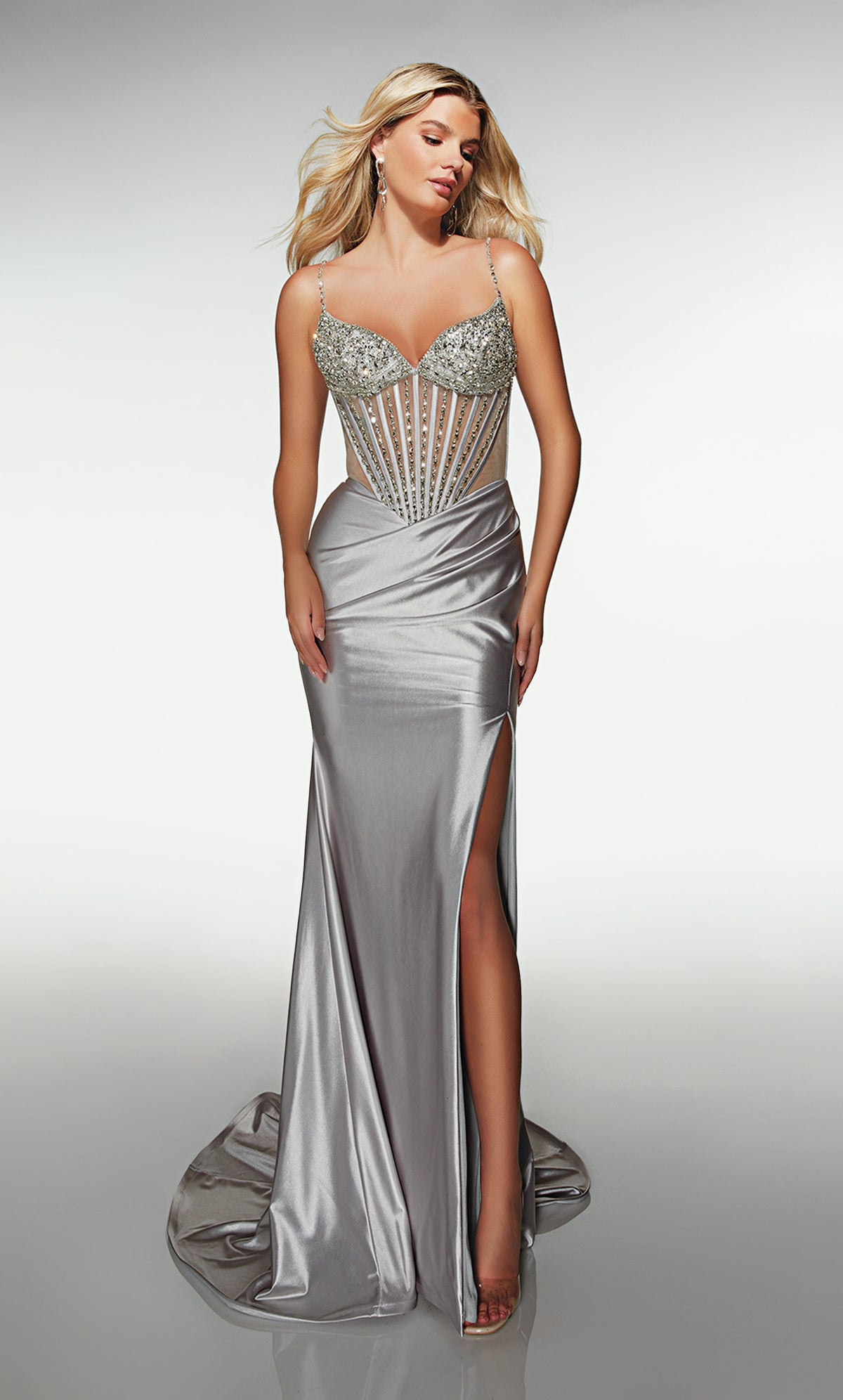 ALYCE Paris 62166 Alyce Long V-neckline Slit Mermaid Dress