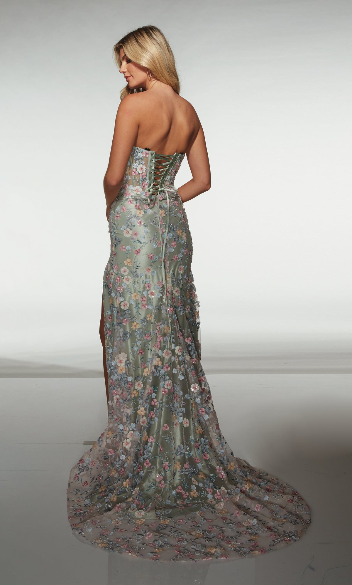 ALYCE Paris 62178 Alyce Long Cat-eye Neckline Embellished A Line Dress