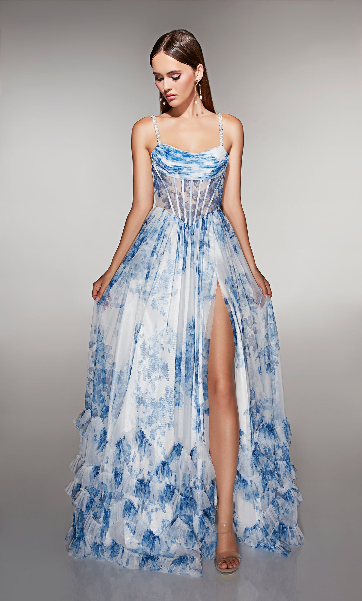 ALYCE Paris 62202 Alyce Long Scoop Neckline Ruched/draped A Line Dress