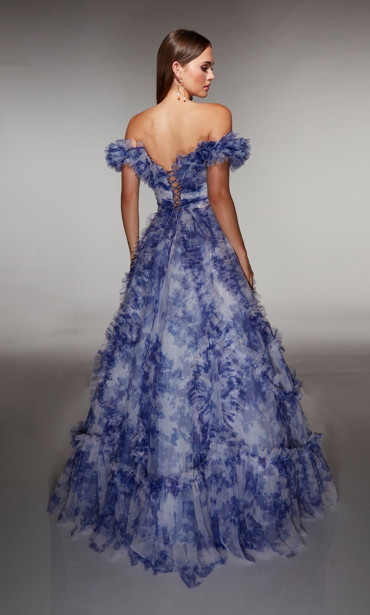 ALYCE Paris 62216 Alyce Long Off The Shoulder Neckline Ruffles Ballgown Dress