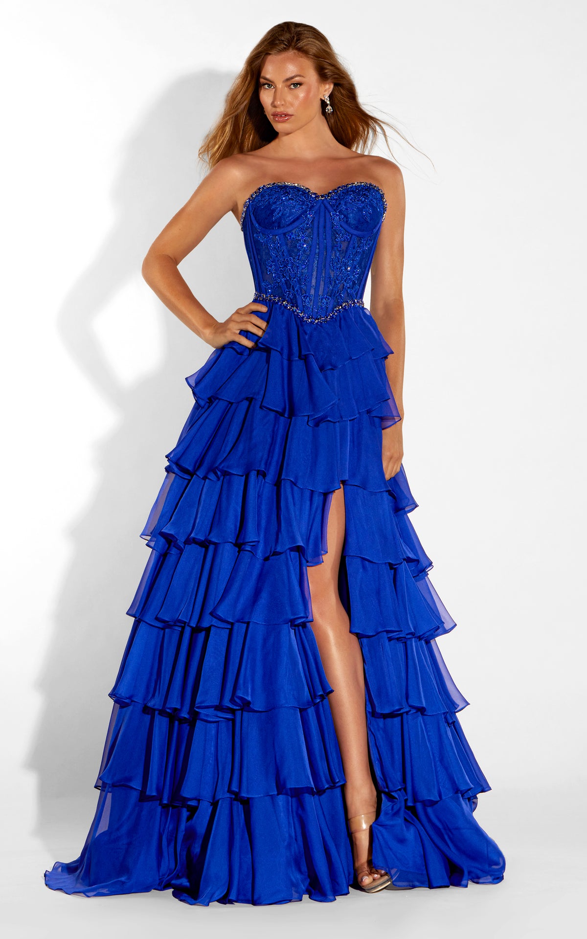 ALYCE Paris 62245 Alyce Long Sweetheart Neckline Ruffles A Line Dress