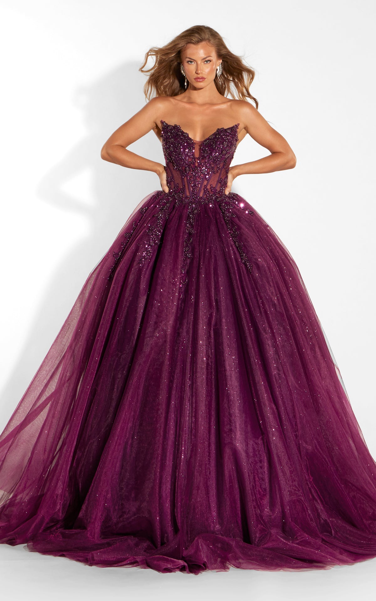 ALYCE Paris 62310 Alyce Long Cat-eye Neckline Shimmery/sparkly Ballgown Dress