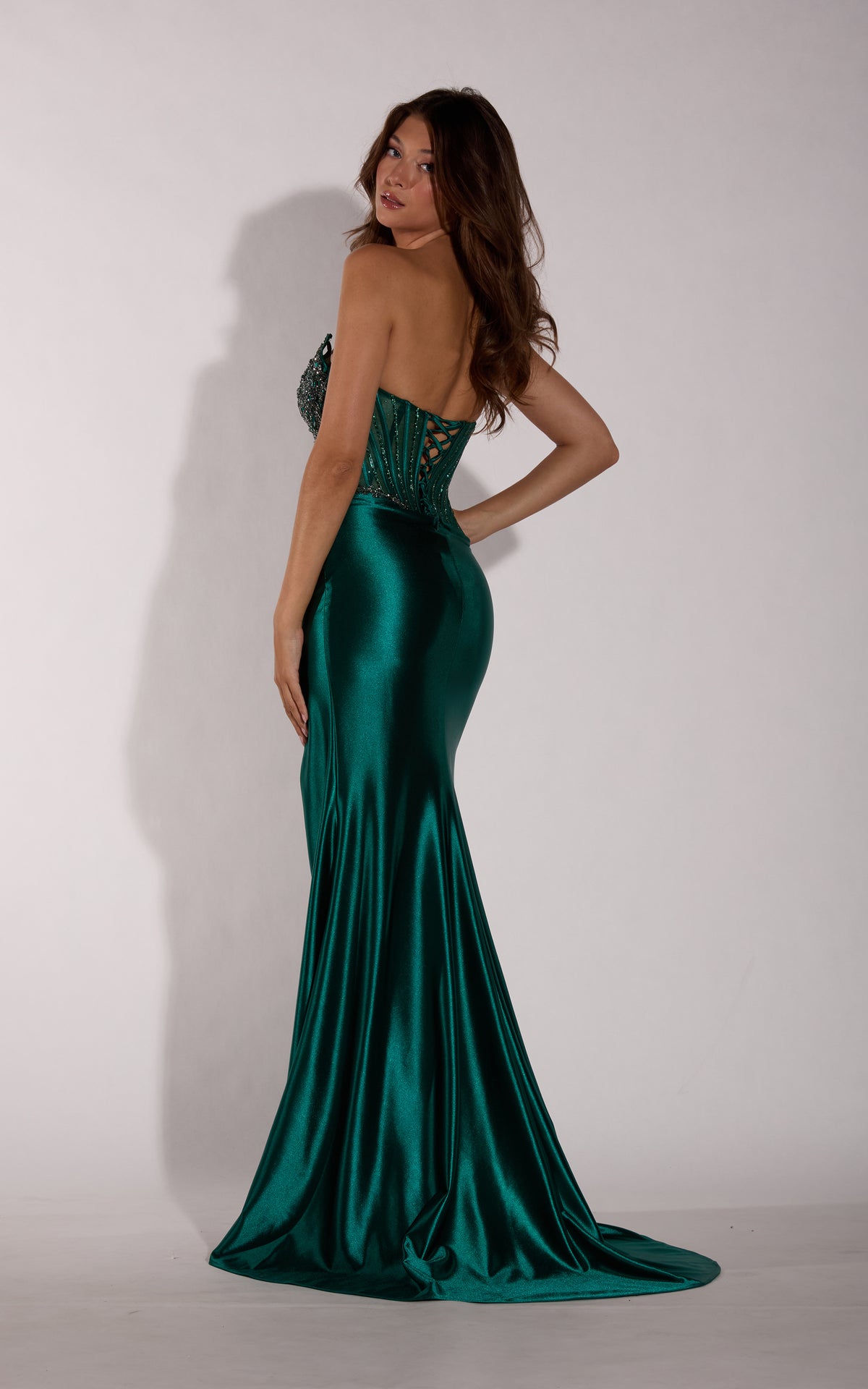 ALYCE Paris 62363 Alyce Long Scooped Neckline Corset Straight Dress