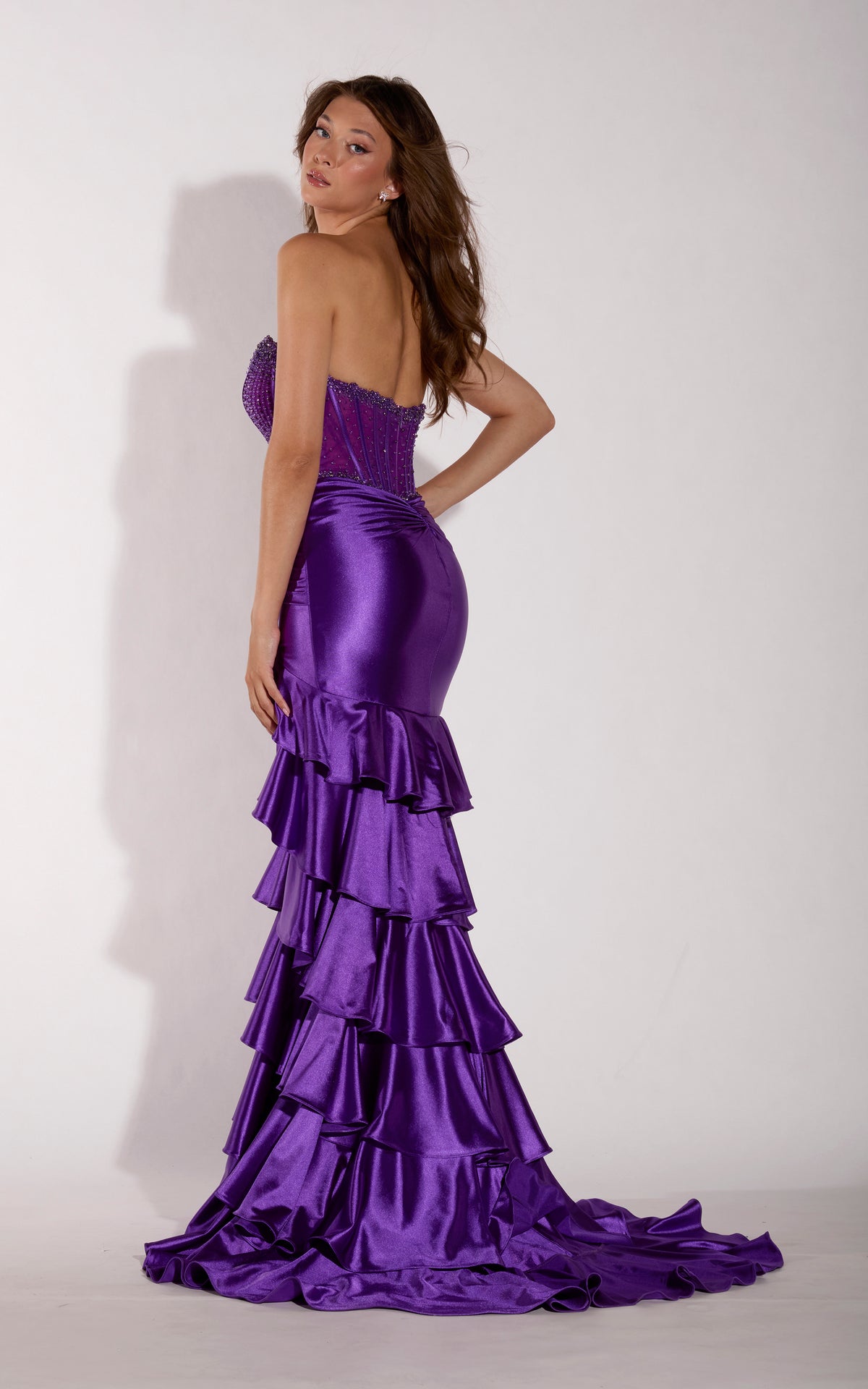 ALYCE Paris 62400 Alyce Long Plunging Neckline Ruffles Mermaid Dress