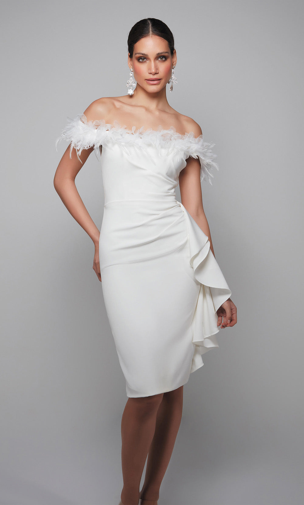 ALYCE Paris 70000 Bridal Off The Shoulder Neckline Ruched/draped Straight Dress