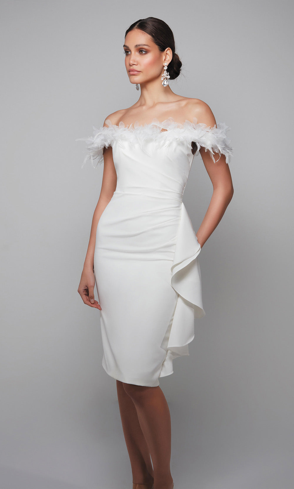 ALYCE Paris 70000 Bridal Off The Shoulder Neckline Ruched/draped Straight Dress