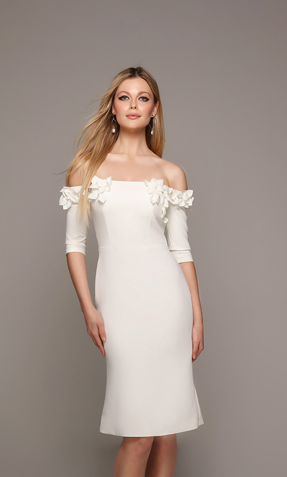 ALYCE Paris 70003 Bridal Off The Shoulder Neckline Embellished Straight Dress