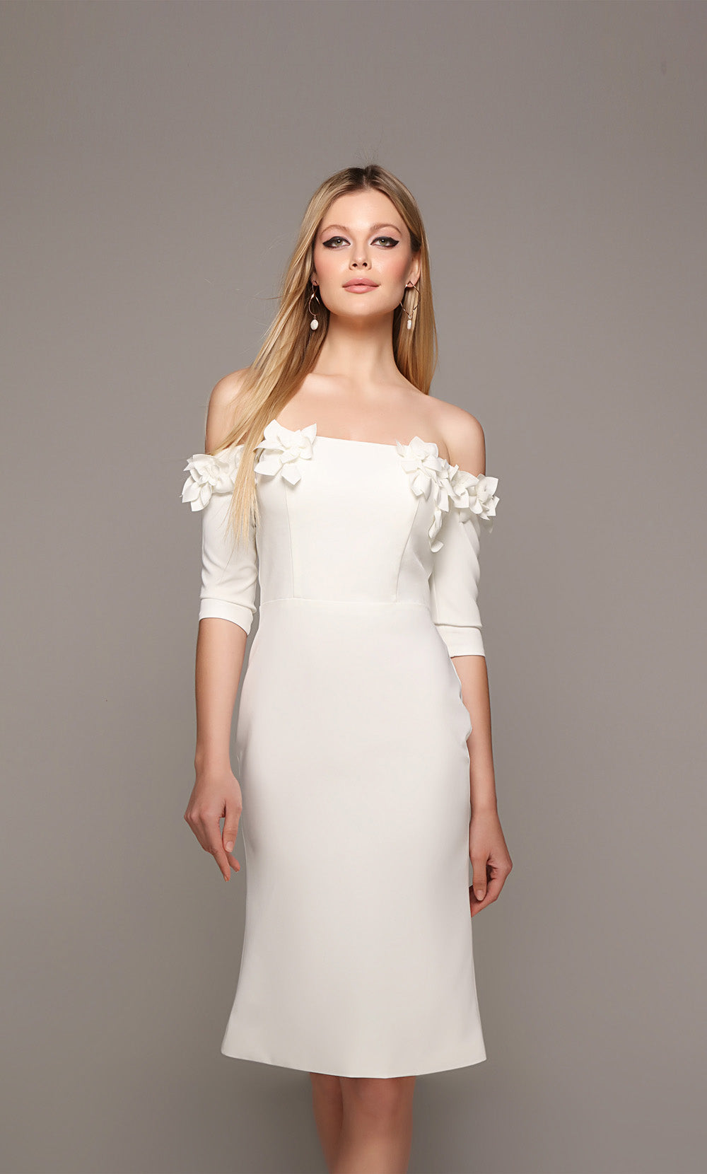 ALYCE Paris 70003 Bridal Off The Shoulder Neckline Embellished Straight Dress