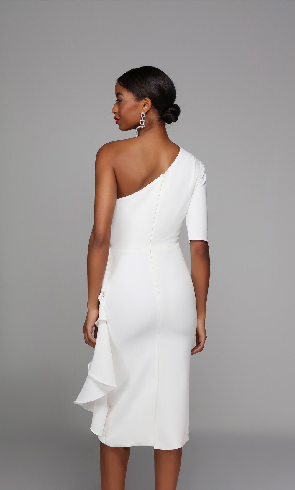 ALYCE Paris 70006 Bridal One Shoulder Neckline Ruffles Straight Dress
