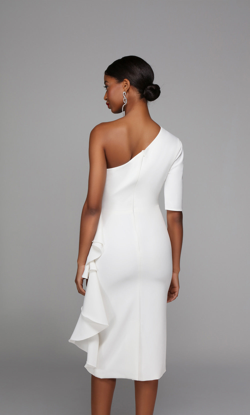 ALYCE Paris 70006 Bridal One Shoulder Neckline Ruffles Straight Dress