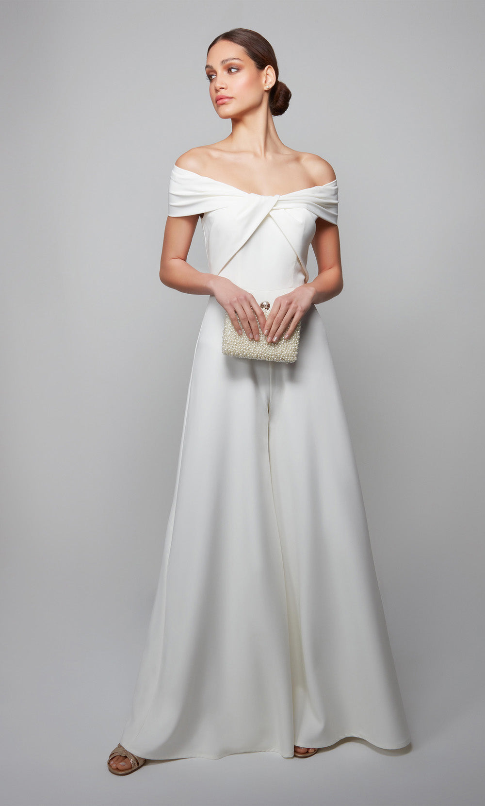 ALYCE Paris 70013 Bridal Off The Shoulder Neckline Chic Jumpsuit Dress