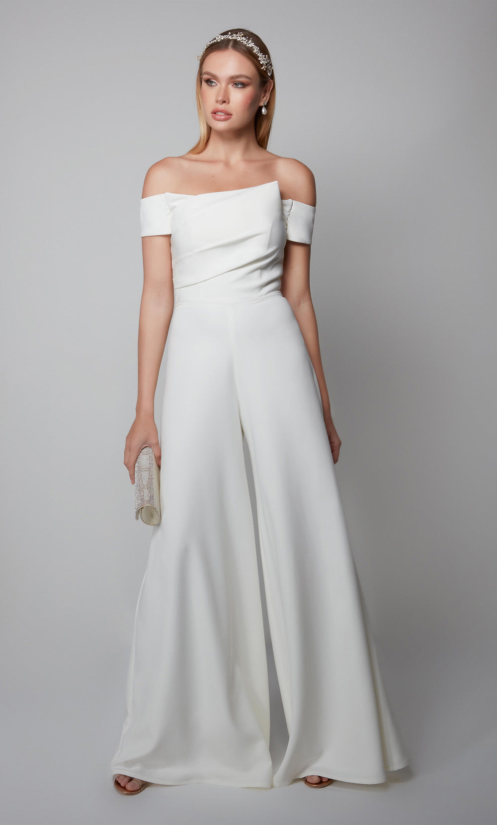 ALYCE Paris 70014 Bridal Off The Shoulder Neckline Chic Jumpsuit Dress