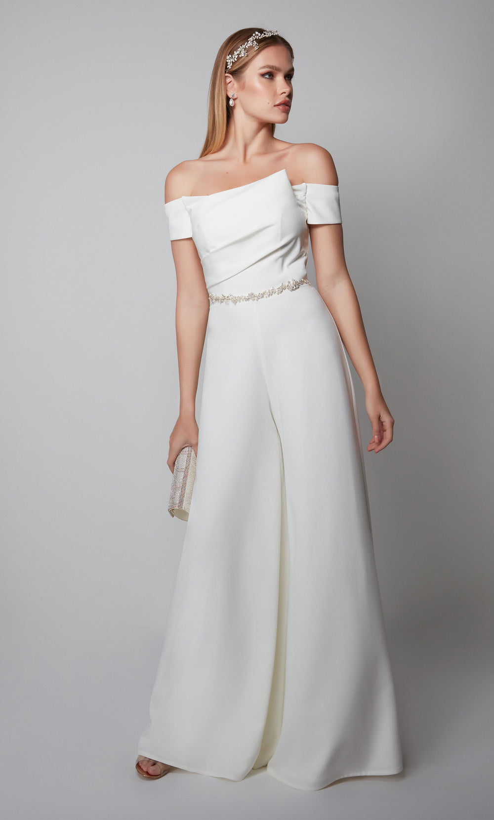 ALYCE Paris 70014 Bridal Off The Shoulder Neckline Chic Jumpsuit Dress