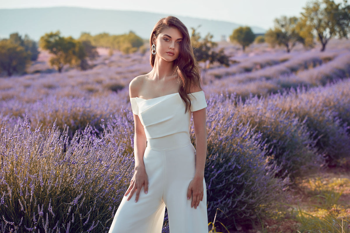 ALYCE Paris 70014 Bridal Off The Shoulder Neckline Chic Jumpsuit Dress