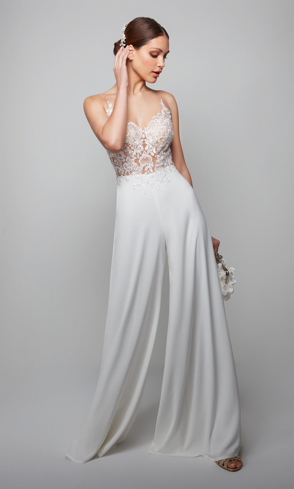 ALYCE Paris 70017 Bridal Sweetheart Neckline Embellished Jumpsuit Dress