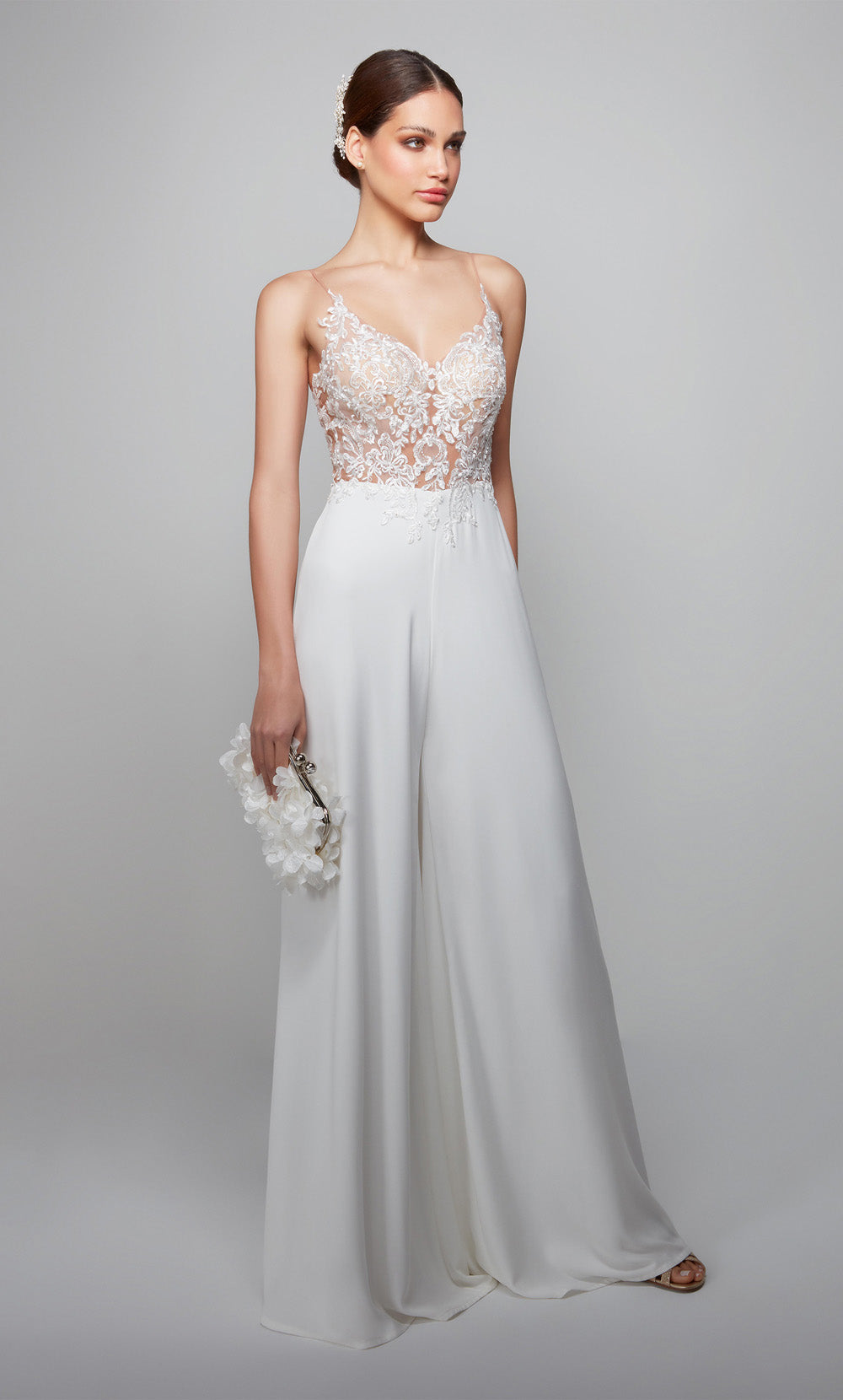 ALYCE Paris 70017 Bridal Sweetheart Neckline Embellished Jumpsuit Dress