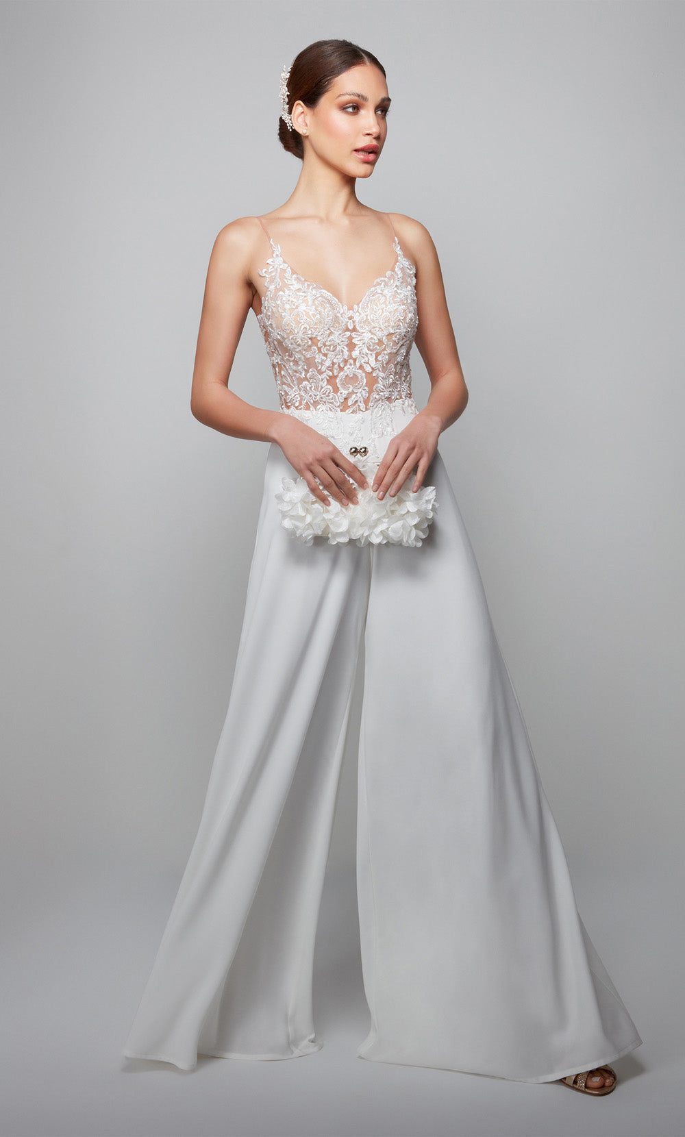 ALYCE Paris 70017 Bridal Sweetheart Neckline Embellished Jumpsuit Dress