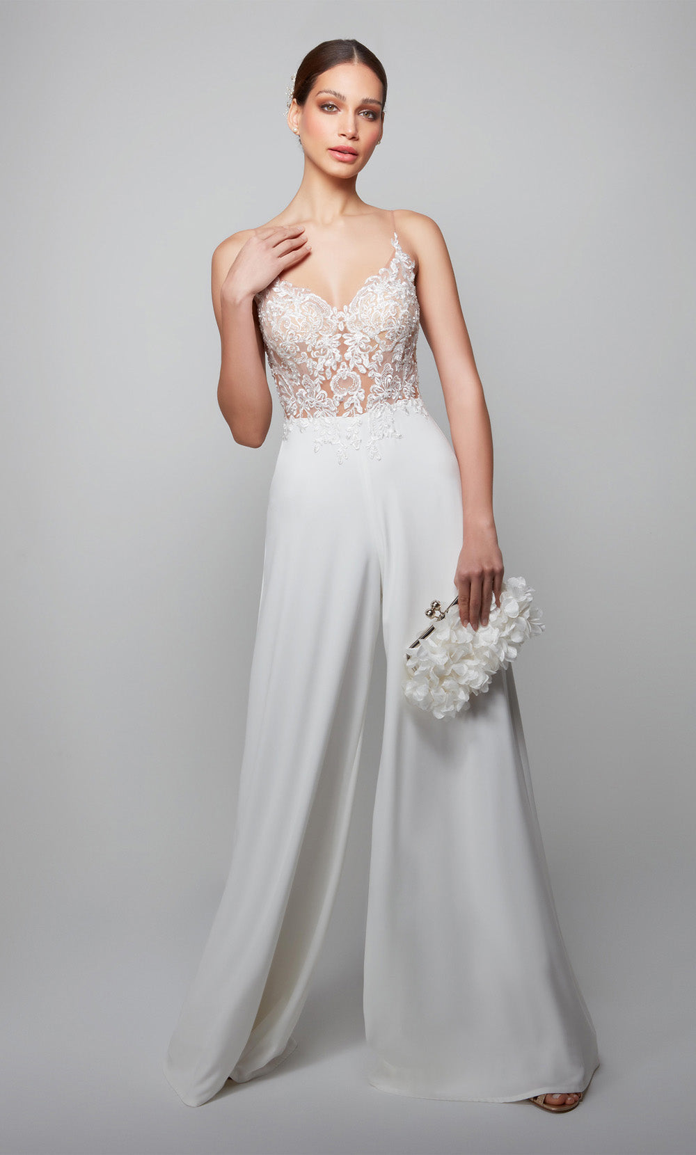 ALYCE Paris 70017 Bridal Sweetheart Neckline Embellished Jumpsuit Dress