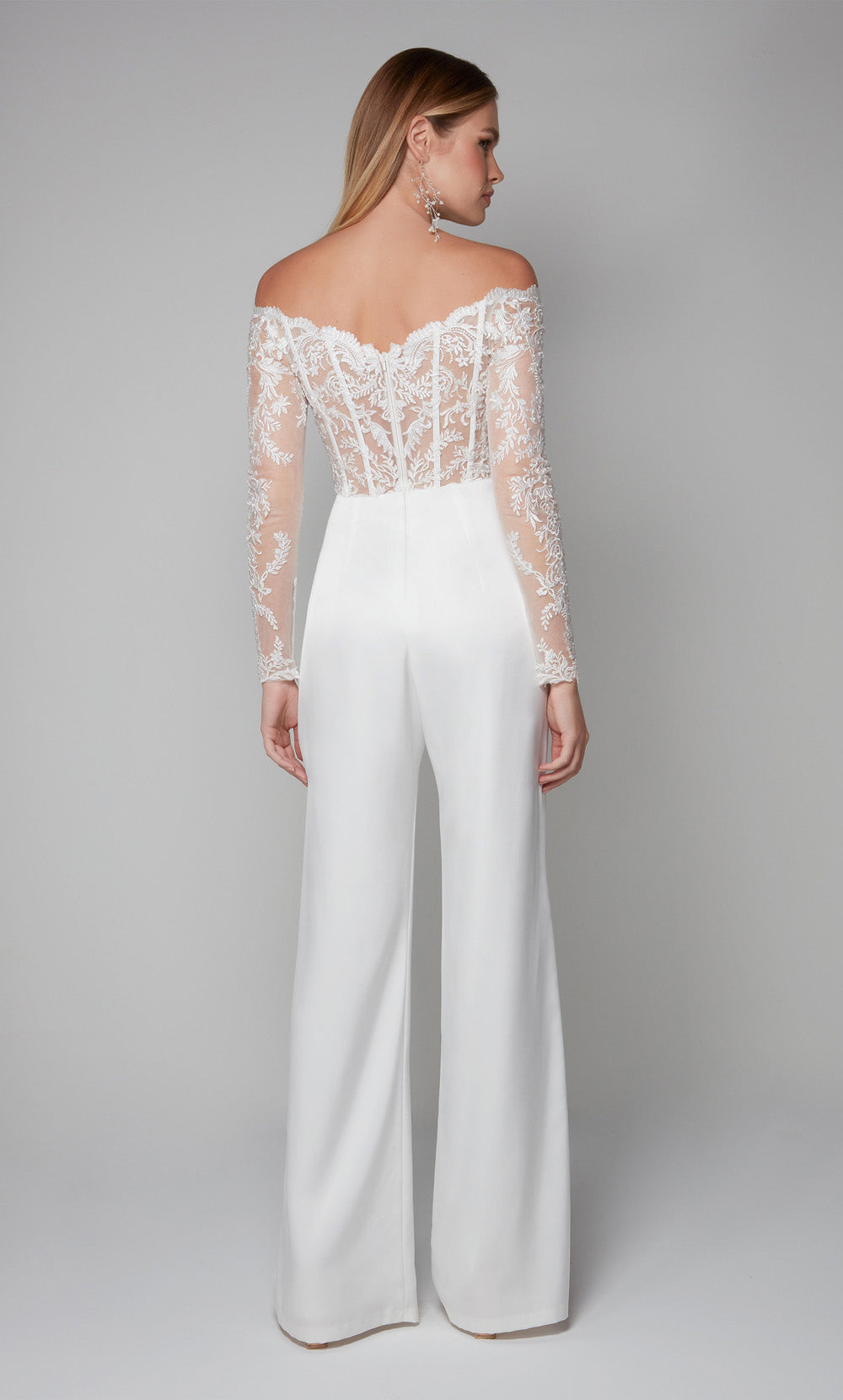 ALYCE Paris 70018 Bridal Off The Shoulder Neckline Corset Jumpsuit Dress