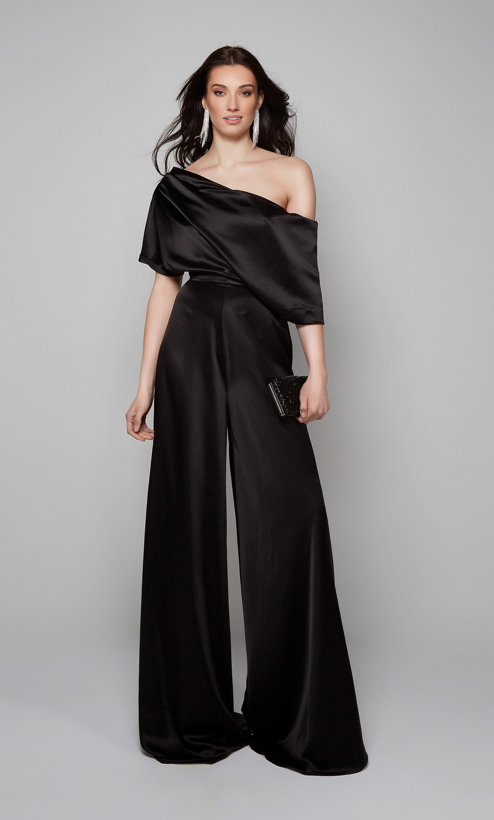 ALYCE Paris 70019 Bridal One Shoulder Neckline Ruched/draped Jumpsuit Dress