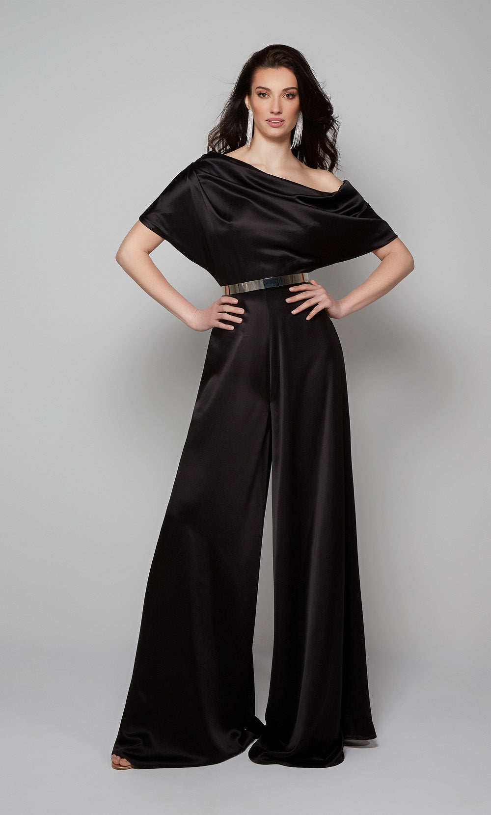 ALYCE Paris 70019 Bridal One Shoulder Neckline Ruched/draped Jumpsuit Dress