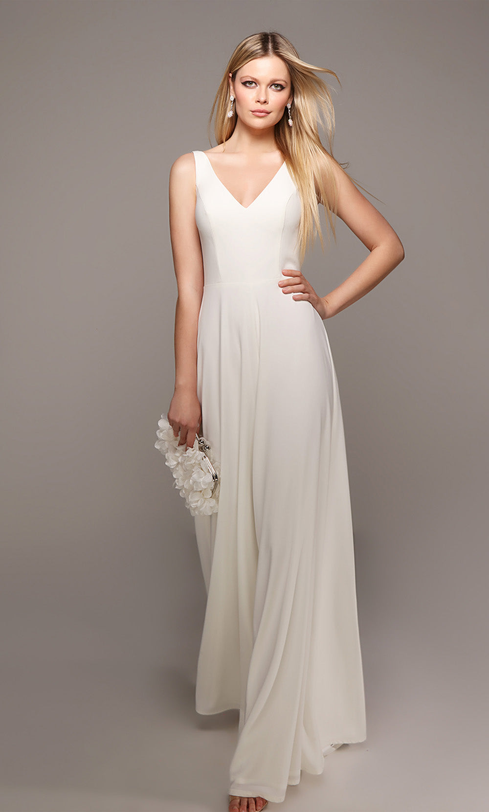 ALYCE Paris 70021 Bridal V-neckline Chic Jumpsuit Dress