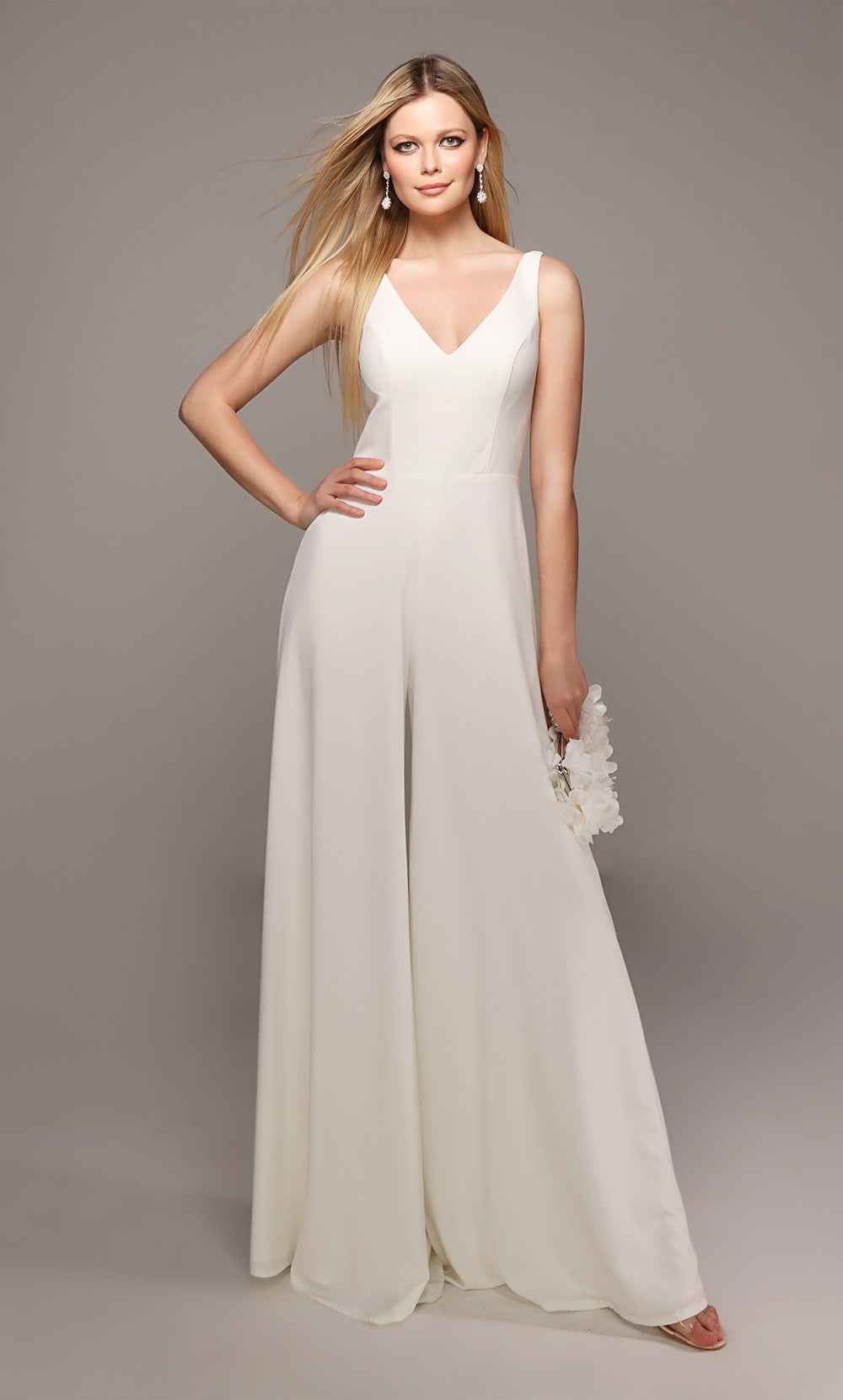 ALYCE Paris 70021 Bridal V-neckline Chic Jumpsuit Dress