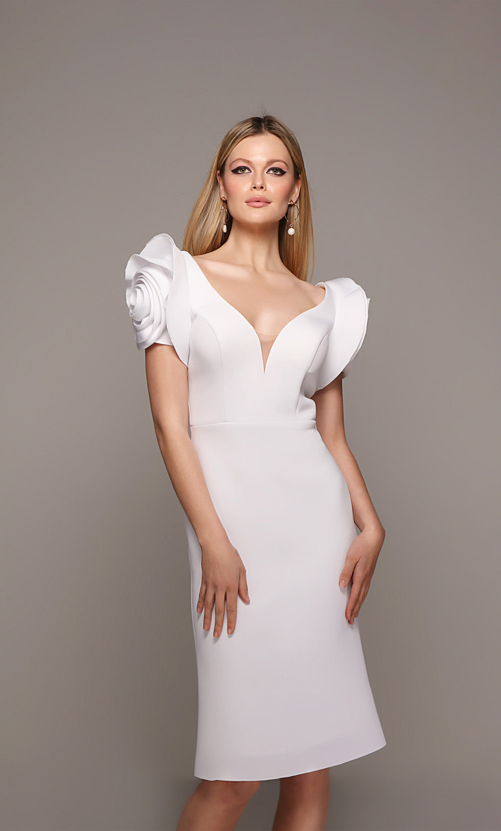 ALYCE Paris 70024 Bridal V-neckline Ruched/draped Straight Dress