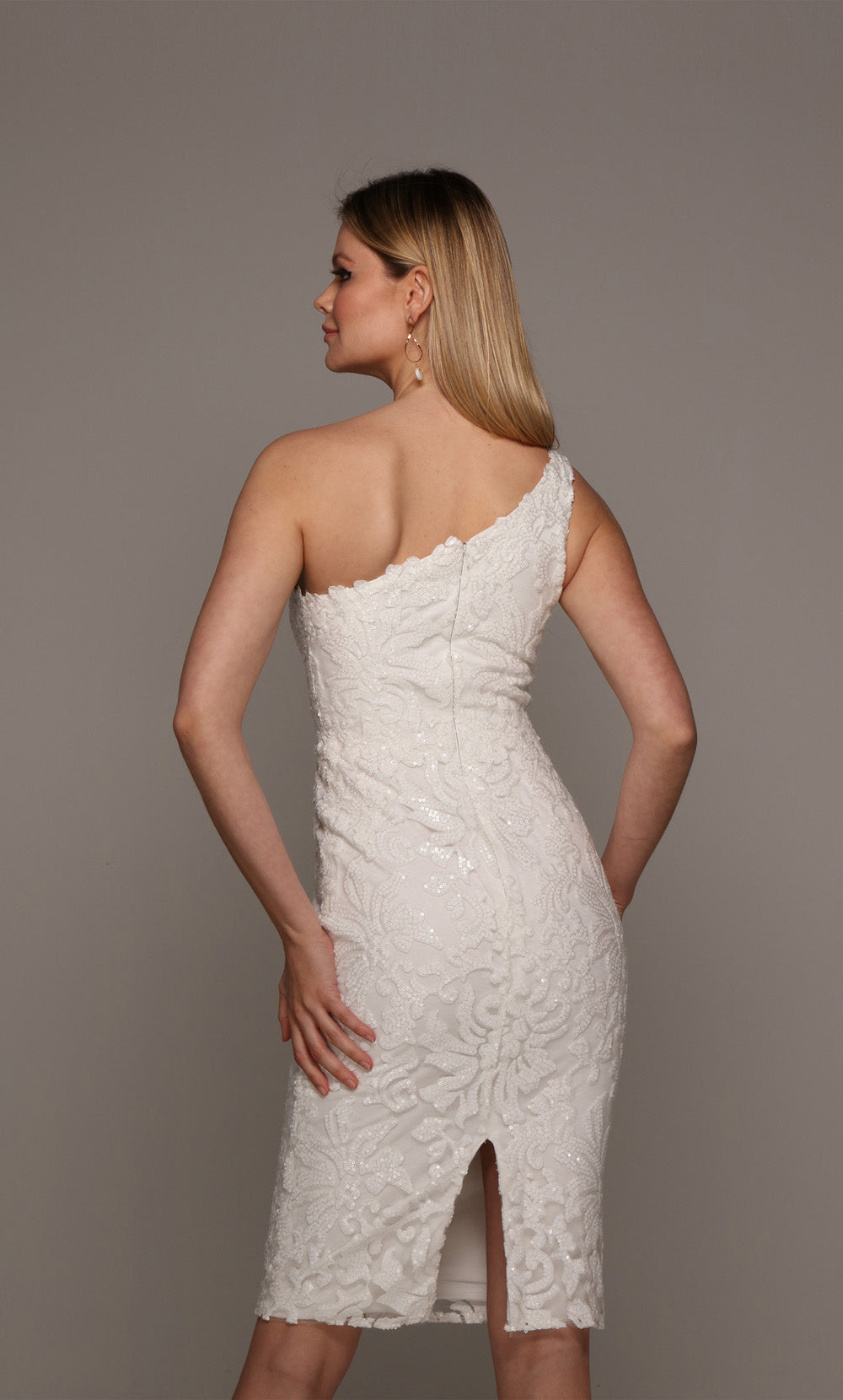 ALYCE Paris 70029 Bridal One Shoulder Neckline Shimmery/sparkly Straight Dress