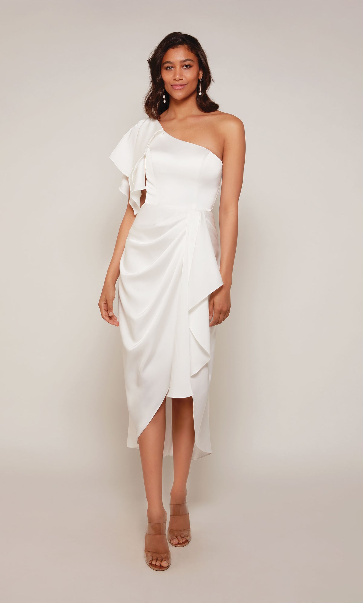 ALYCE Paris 70035 Bridal One Shoulder Neckline Ruffles High-low Dress