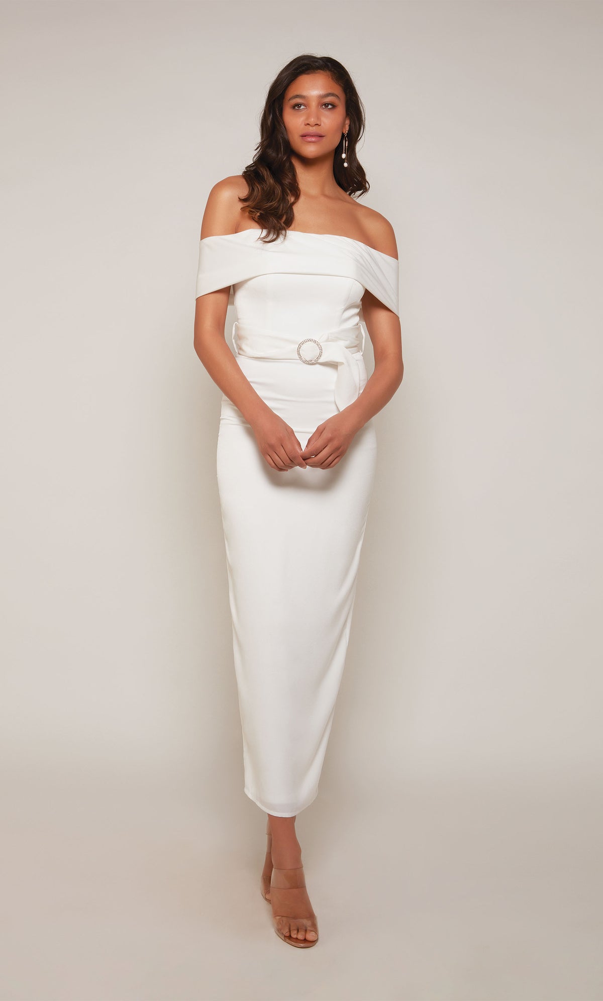 ALYCE Paris 70041 Bridal Off The Shoulder Neckline Slit Straight Dress