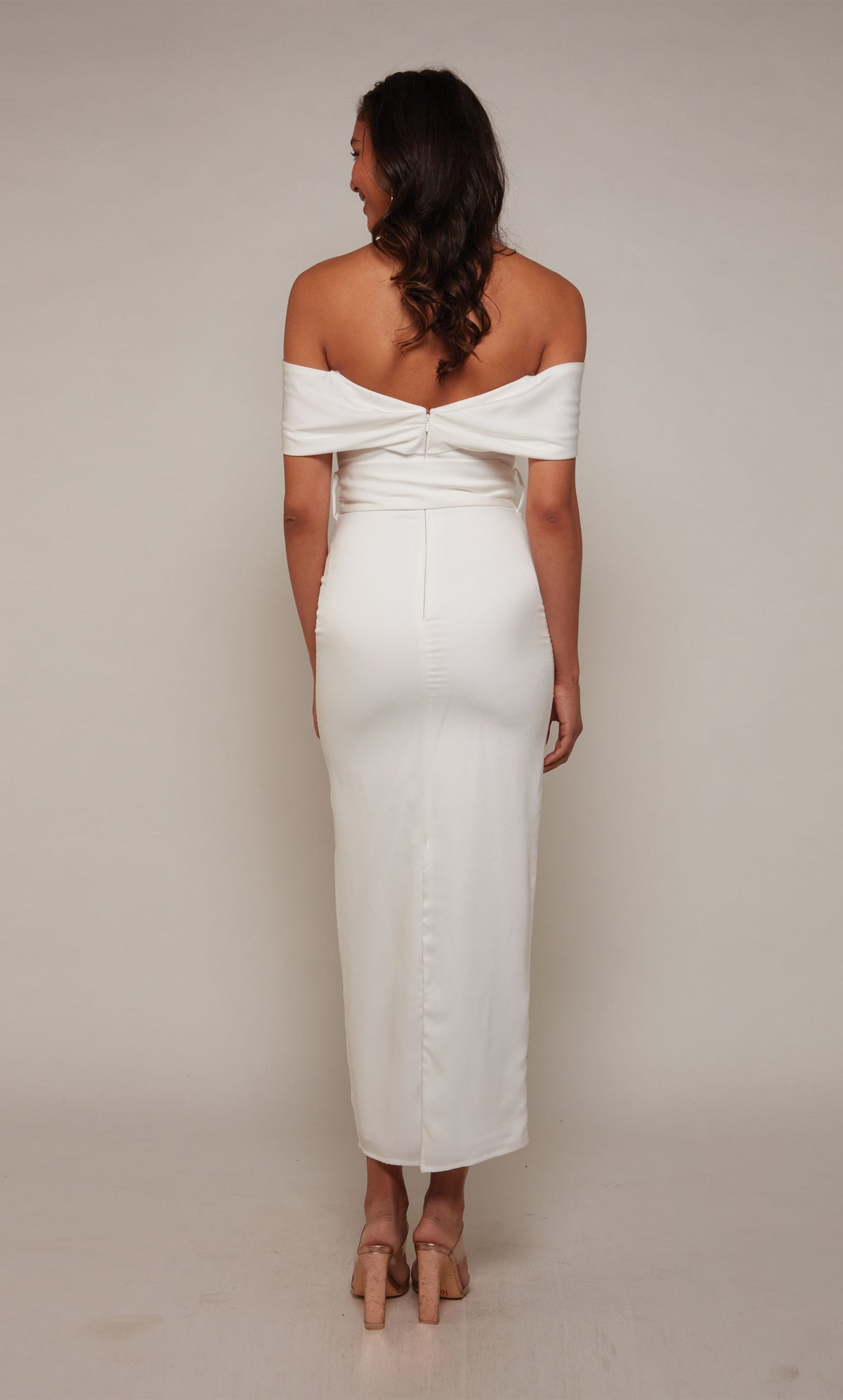 ALYCE Paris 70041 Bridal Off The Shoulder Neckline Slit Straight Dress
