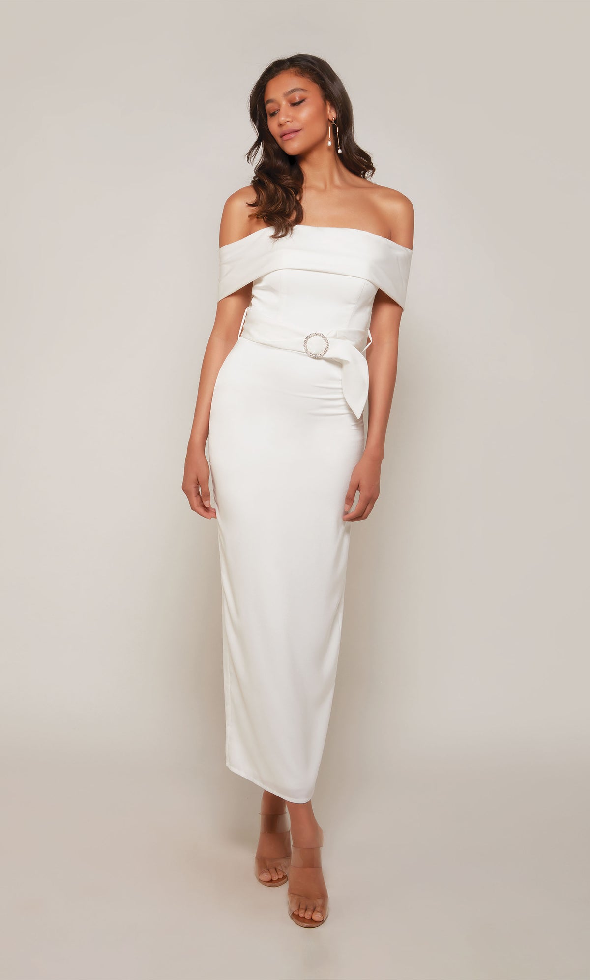 ALYCE Paris 70041 Bridal Off The Shoulder Neckline Slit Straight Dress