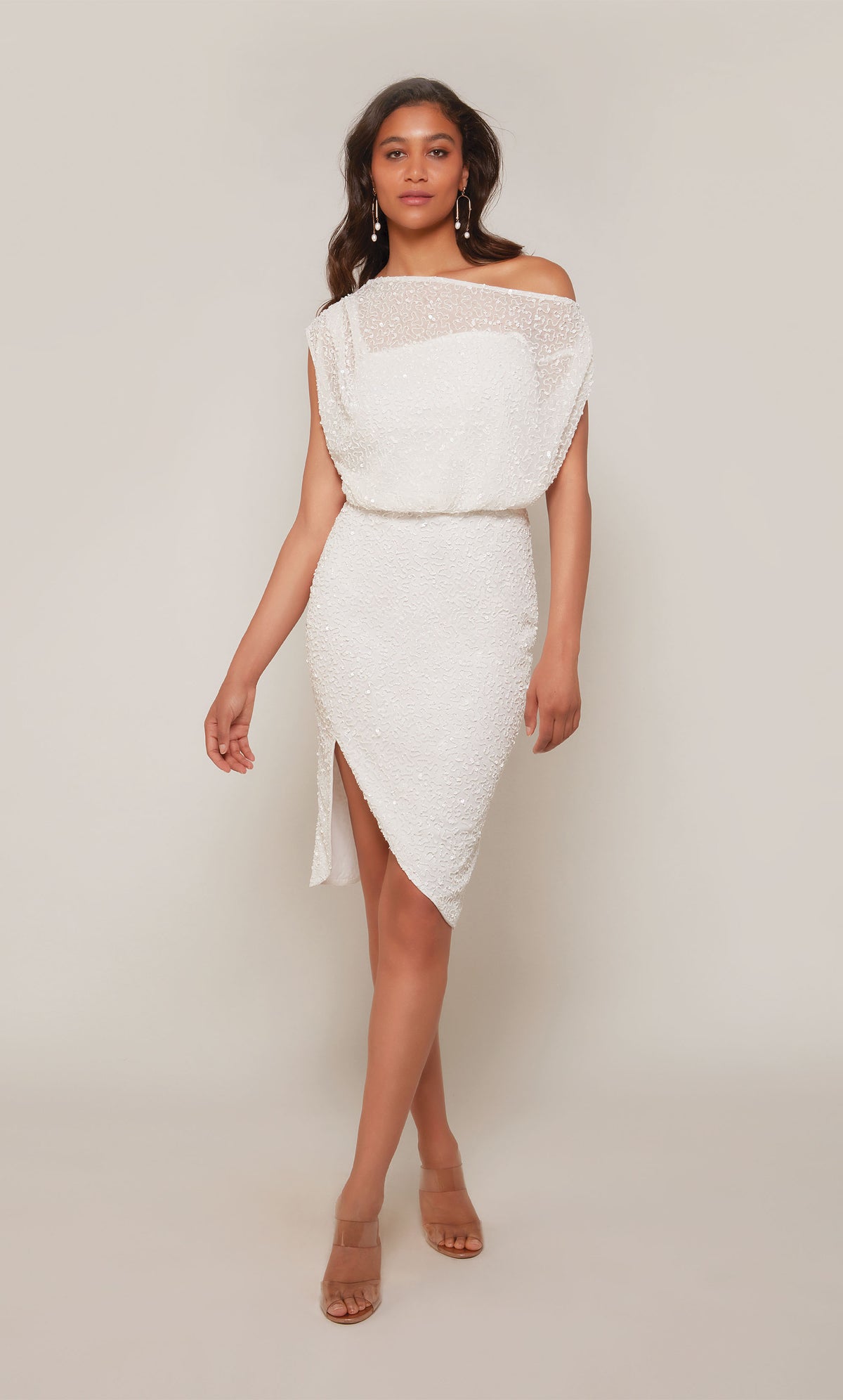 ALYCE Paris 70046 Bridal One Shoulder Neckline Shimmery/sparkly High-low Dress