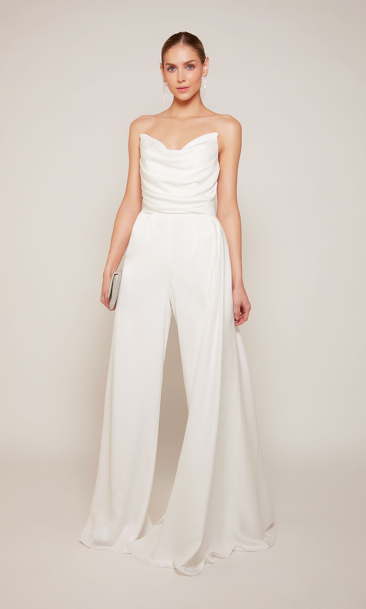 ALYCE Paris 70050 Bridal Cowl Neckline Train Jumpsuit Dress