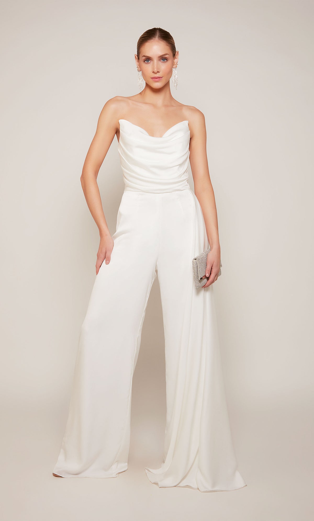 ALYCE Paris 70050 Bridal Cowl Neckline Train Jumpsuit Dress