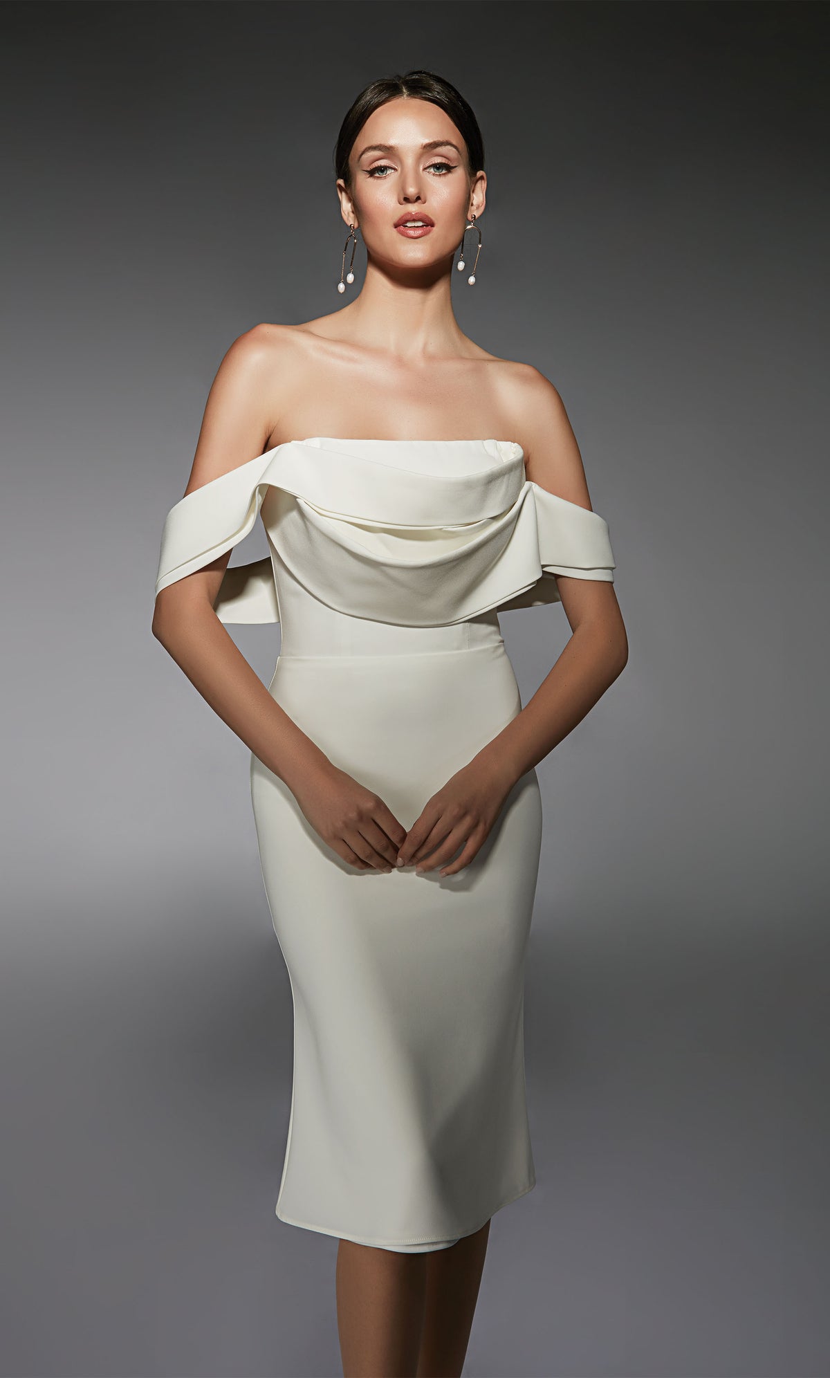 ALYCE Paris 70055 Bridal Off The Shoulder Neckline Elegant Straight Dress