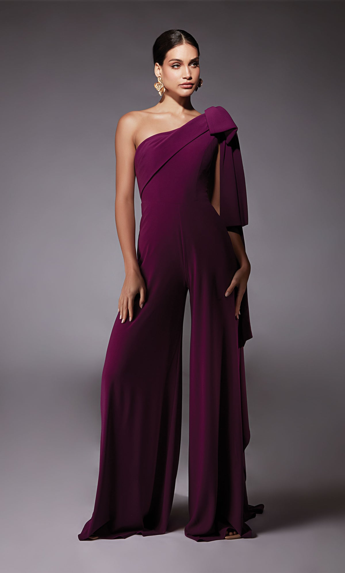 ALYCE Paris 70065 Bridal One Shoulder Neckline Ruched/draped Jumpsuit Dress