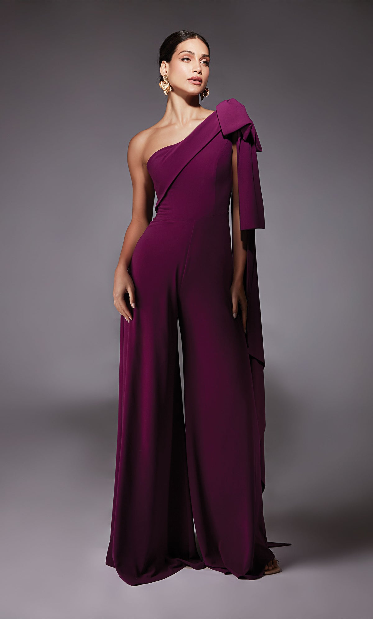 ALYCE Paris 70065 Bridal One Shoulder Neckline Ruched/draped Jumpsuit Dress