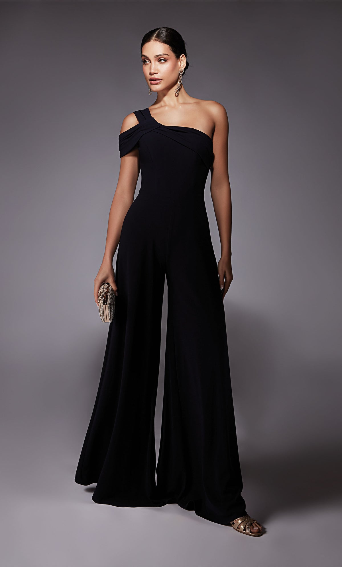 ALYCE Paris 70066 Bridal One Shoulder Neckline Elegant Jumpsuit Dress