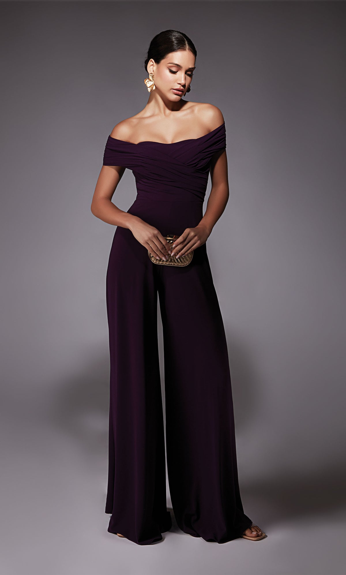 ALYCE Paris 70067 Bridal Off The Shoulder Neckline Elegant Jumpsuit Dress