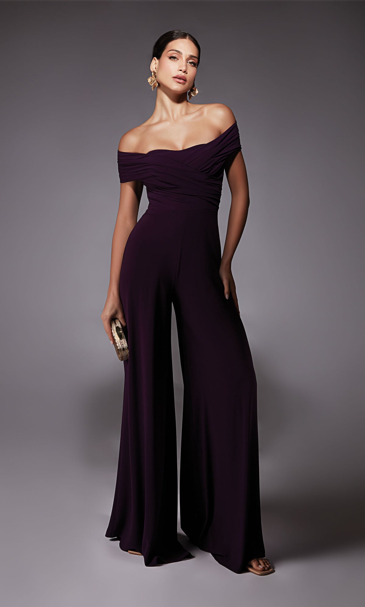 ALYCE Paris 70067 Bridal Off The Shoulder Neckline Elegant Jumpsuit Dress