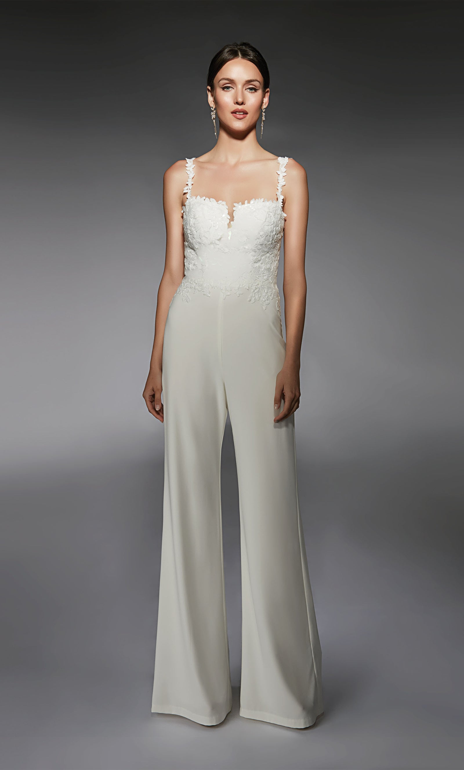 ALYCE Paris 70073 Bridal Straight Across Neckline Elegant Jumpsuit Dress