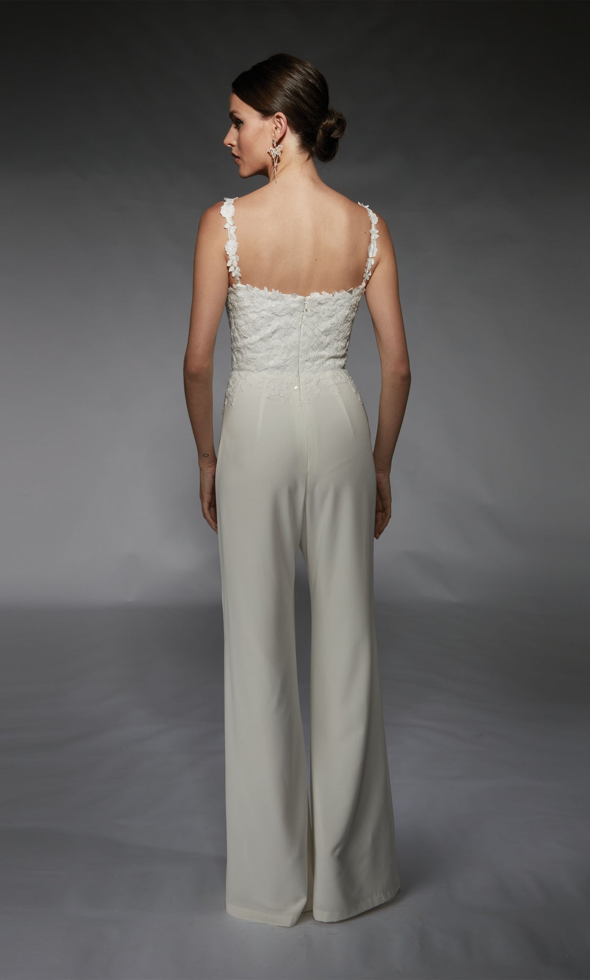 ALYCE Paris 70073 Bridal Straight Across Neckline Elegant Jumpsuit Dress