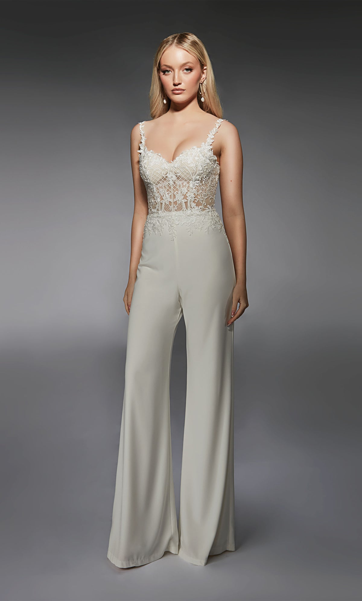 ALYCE Paris 70074 Bridal Sweetheart Neckline Elegant Jumpsuit Dress