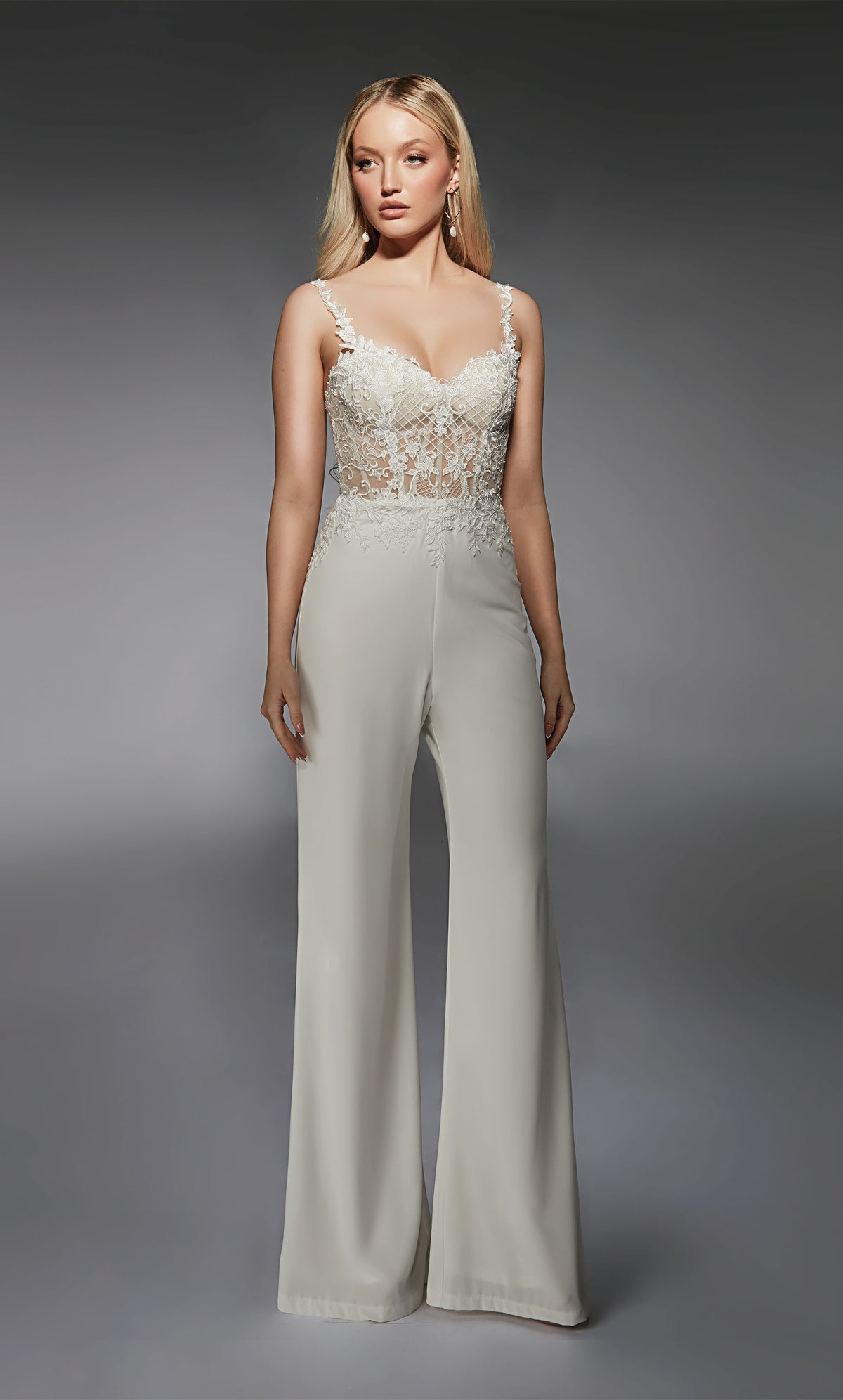 ALYCE Paris 70074 Bridal Sweetheart Neckline Elegant Jumpsuit Dress