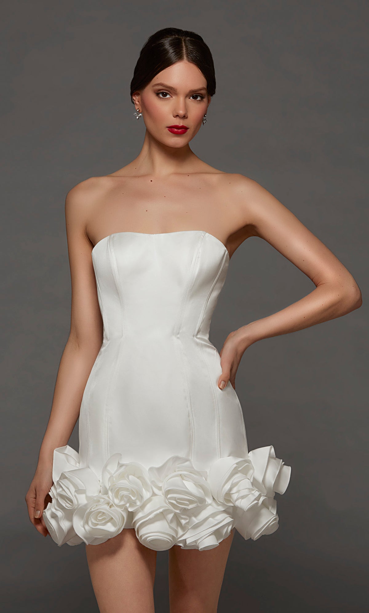ALYCE Paris 70087 Bridal Straight Across Neckline Ruffles A Line Dress