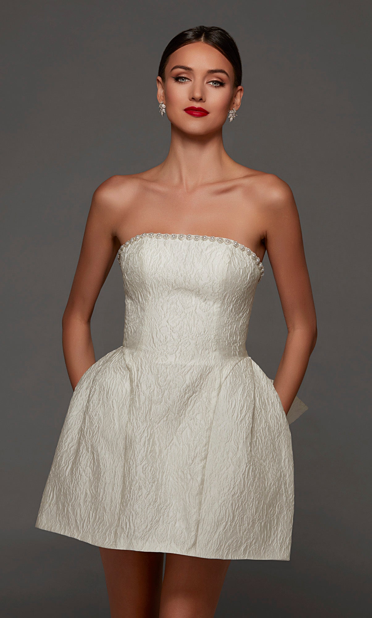 ALYCE Paris 70097 Bridal Straight Across Neckline Modest A Line Dress
