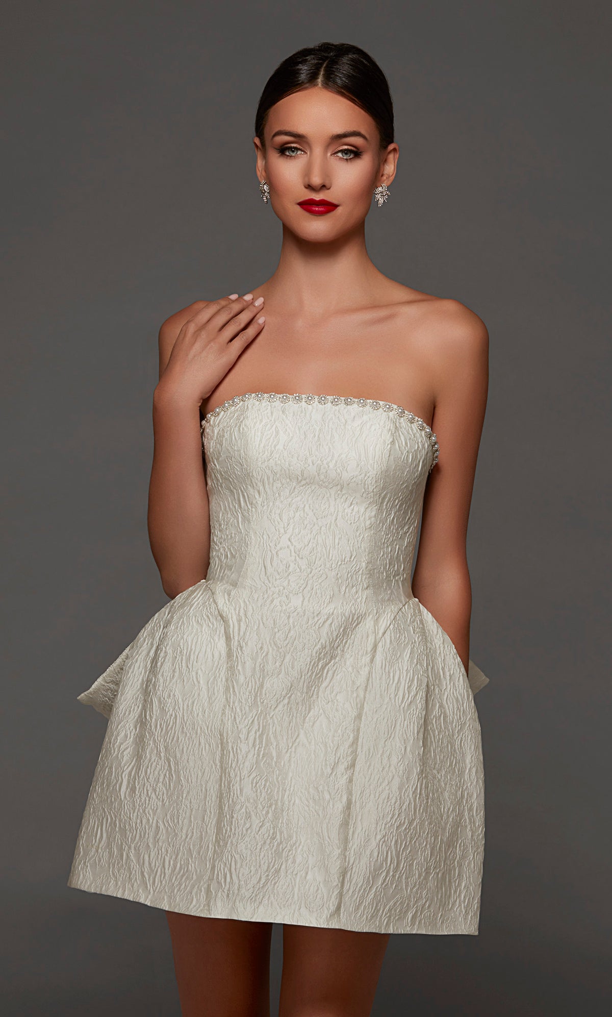 ALYCE Paris 70097 Bridal Straight Across Neckline Modest A Line Dress